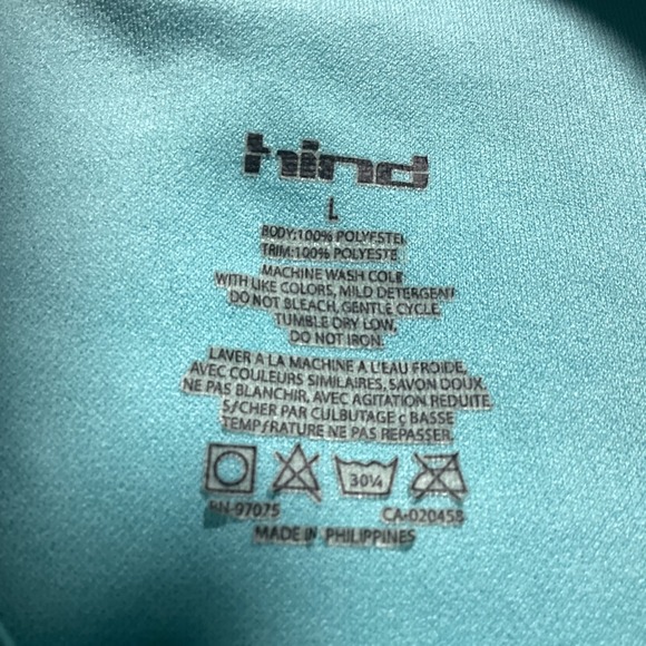 Hind Womens Long Sleeve Athletic Running Top Turquoise Blue Size Large - Picture 5 of 9